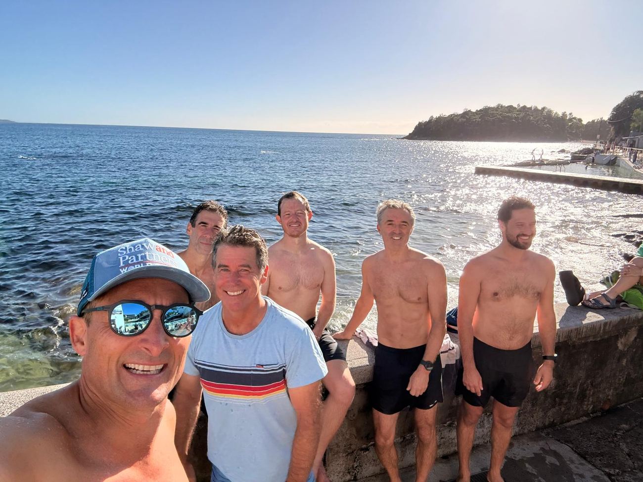 The sea wall, after the swim